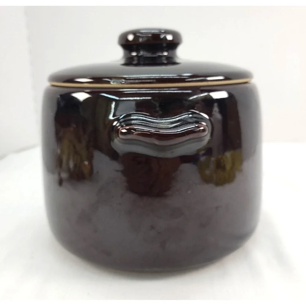 West Bend Vintage Bean Pot Crock Brown Glazed Stoneware USA Pottery 1950's